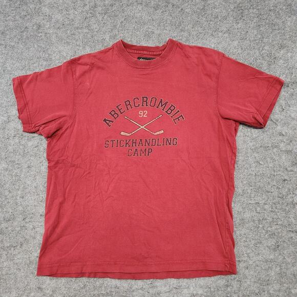 VTG Abercrombie & Fitch A&F Mens L Large Hockey Attack The Goal Graphic T Shirt - Picture 3 of 11